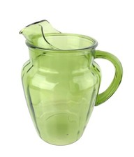 Anchor Hocking Forest Green Glass Water Pitcher with Ice Lip 86 oz 9.25"