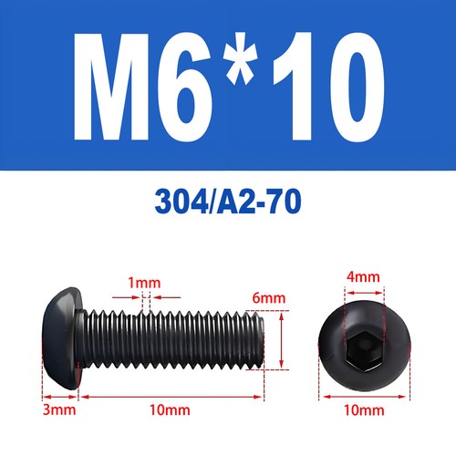 Schwarze Innensechskant Linsenkopfschrauben A2 V2A Edelstahl ISO 7380 M2 - M10 - Bild 70 von 121