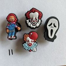 4pc Horror Movie Croc Charms Scary Movie Accessories Fits Crocs Shoes Wristbands