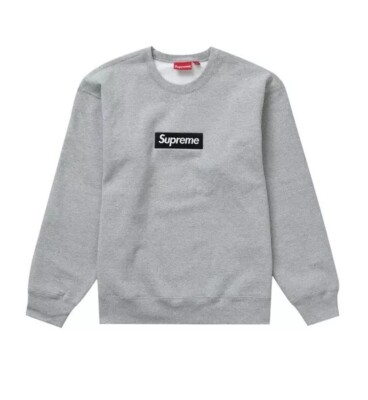 【Paragraph】24FW★ No.026 SATIN LOGO CREW Supreme Box Logo Crewneck (FW22) Heather Grey men's Size