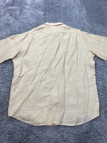 Daniel Cremieux Shirt Mens XL Orange Striped Linen Italian Fabric Button Down - Picture 2 of 8