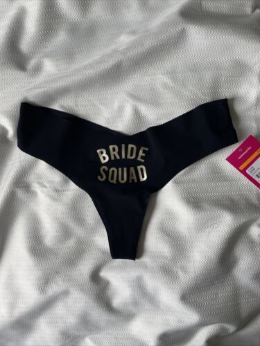 Bride Squad Classic Mircofiber Thong in Black Gold SZ S/M  New - Afbeelding 1 van 5