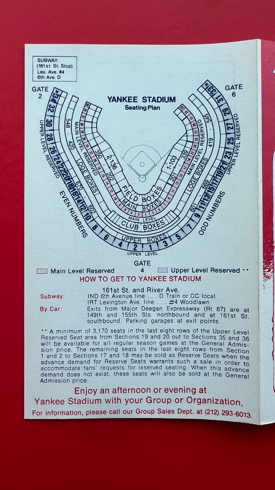 1985 NEW YORK YANKEES ~ MLB Baseball Tri-fold Schedule ~ Bud Light Back