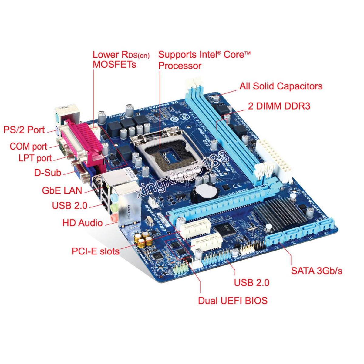 GIGABYTE - GIGABYTE　MicroATXマザーボード GA-H61M-DS2 Rev.2.0 元箱あり GIGABYTE GA-H61M-DS2 Socket LGA1155 For Intel DDR3 Computer