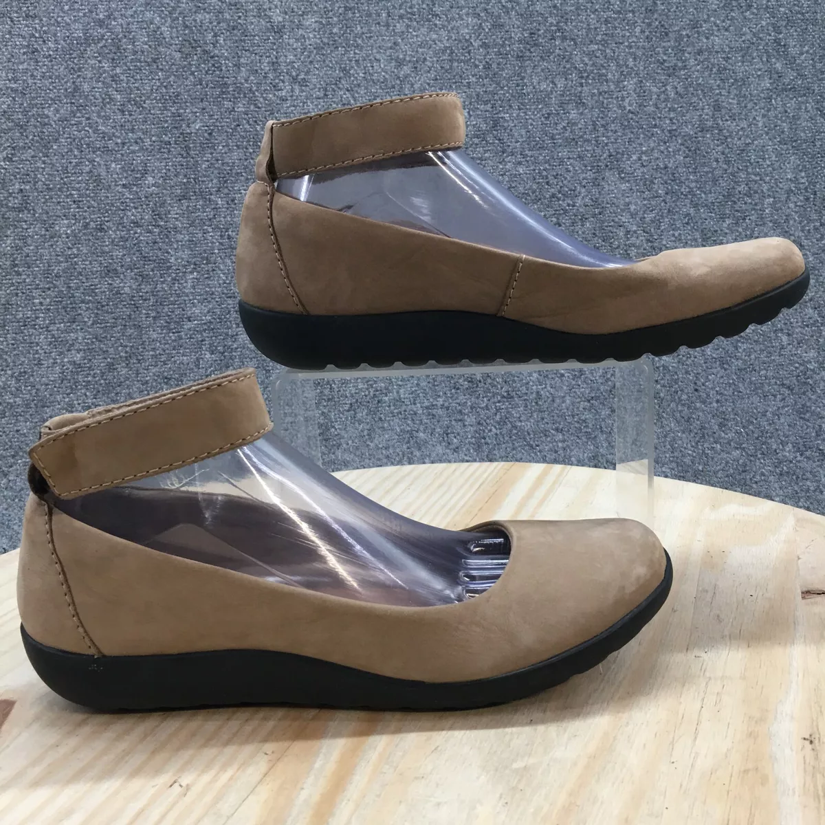 Clarks flats best sale with ankle strap