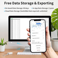 IP65 Indoor Outdoor Hygrometer Thermometer Wireless, 394Ft Bluetooth Range, R...