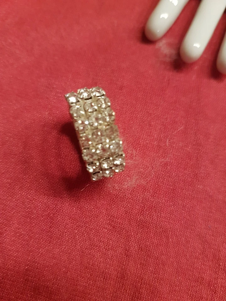 silberner  Ring  mit Glieder und Strassstein  - Bild 3 von 4