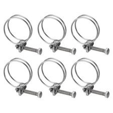6Pcs Double Wire Hose Clamp, 36-40mm Adjustable Hose Clip with M6 Bolt