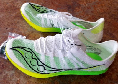 Saucony Womens Terminal VT Distance Track Spikes White/Slime S19101-01 Sz 12 New