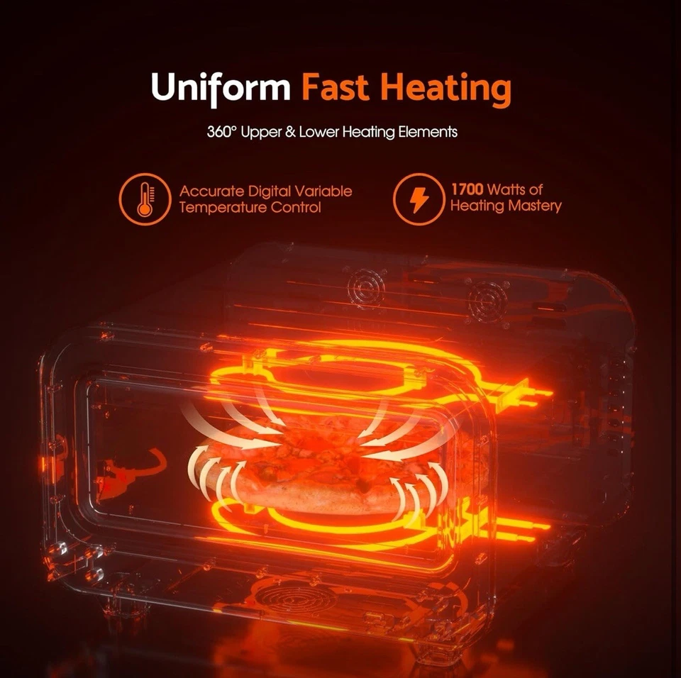 Печь для пиццы на столешнице Cobuy для помещений и улицы, 1700 Вт пиццерия с 6 предустановками - Изображение 3 из 4