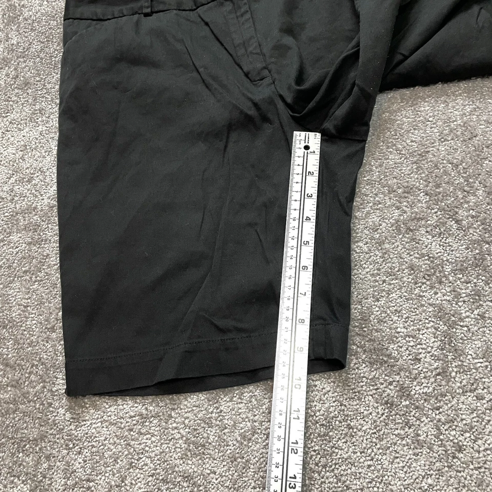 George Chino shorts Womens 16 Black London Fit Cotton solid Bermuda Casual 9" In - Image 3 of 4