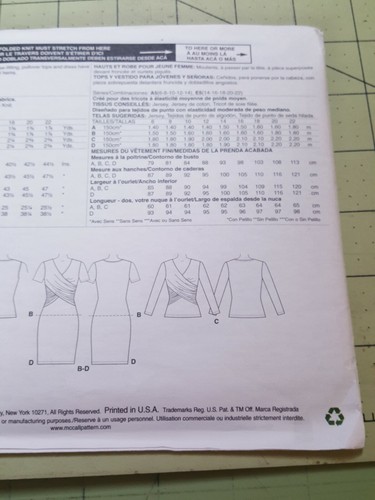 McCalls Pattern M7249 Mock Wrap Dresses Tops Sizes 14 16 16 20 22 UNCUT - 第 6/6 張圖片