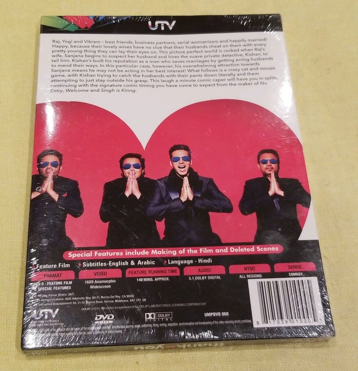 THANK YOU again 2枚組DVD Thank You (Hindi DVD) (2011) (English Subtitles) (Brand New