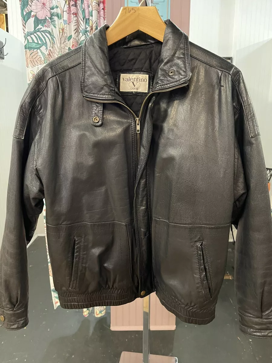 再×14入荷 Vintage 最高級 VALENTINO 牛革 フライトジャケット L