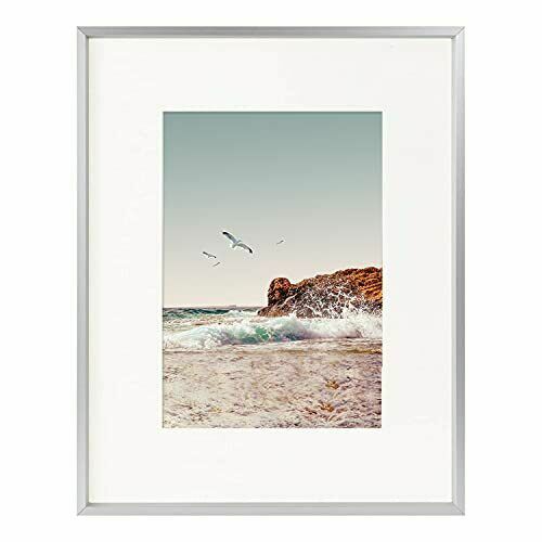 8x10 Aluminum Metal Picture Frame Collection with Ivory Color Mat for 5x7 Photo