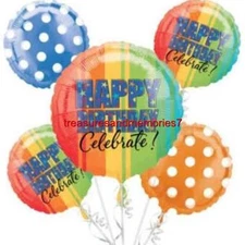 Anagram HAPPY BIRTHDAY CELEBRATE BALLOON  BOUQUET Blue Orange Dots