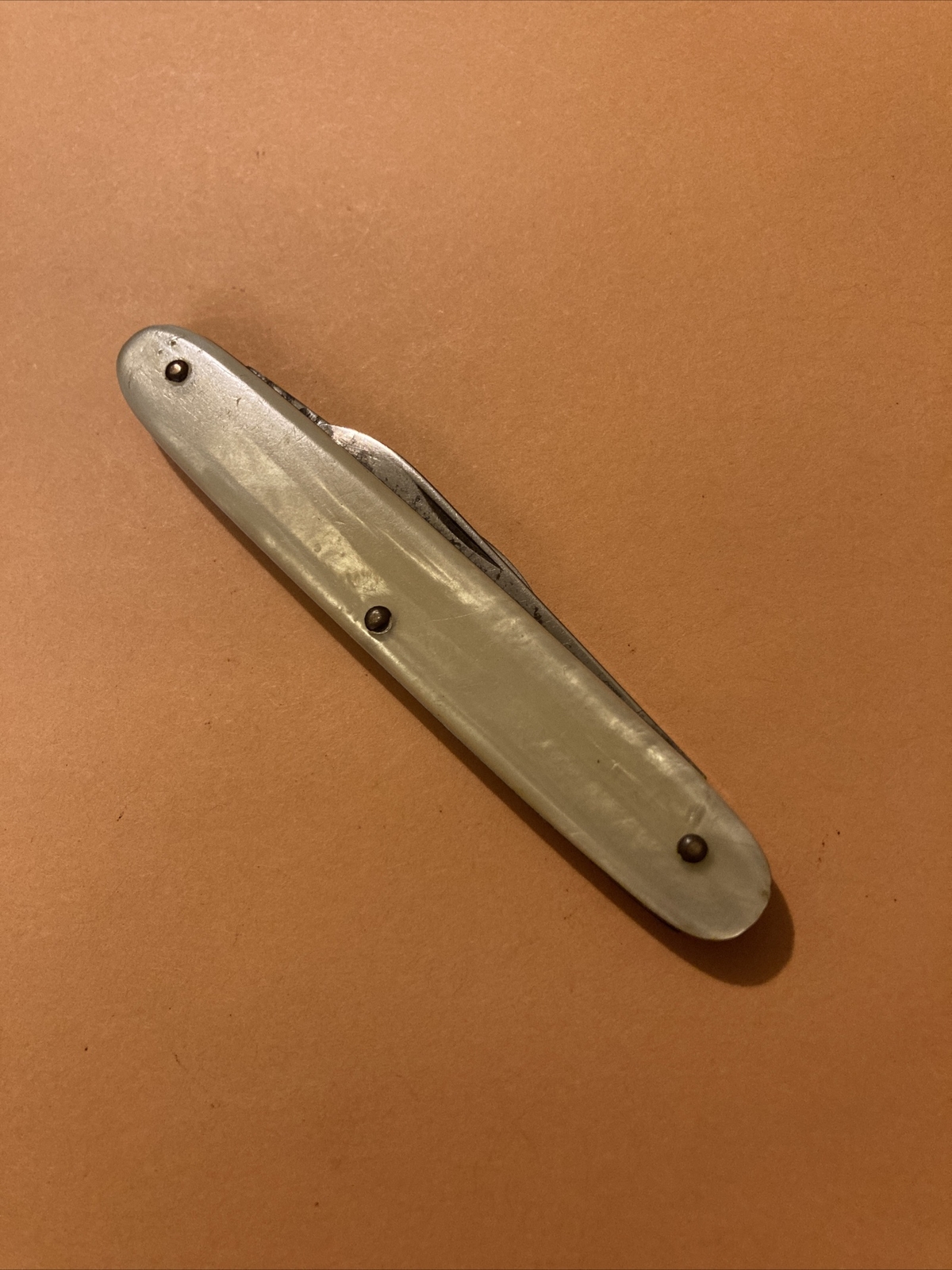 Antique Pocket Knife Autopoint Chicago USA Auto Point Brass Marble Old