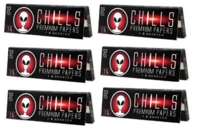 SIX PACKS of CHILLS ALIEN 1 1/4 Premium Hemp Cigarette Rolling Papers