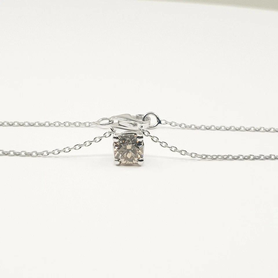 Halskette 18k Diamant GIA 0,56ct. Cognac, Y-Z/VS2, Flandern Schliff "Flanders" - Bild 2 von 4