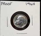 1964 PROOF ROOSEVELT SILVER DIME - IN CARDBOARD FLIP - KG8