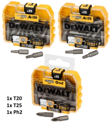 3 DeWalt Bitboxen je 25 Bits I T20 T25 PH2 I DT7961 DT7962 DT71522 (DT7909)