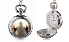 Silver Finish The Walking Dead 1-3/8" Zombie Pendant Pocket Watch with 30" Chain