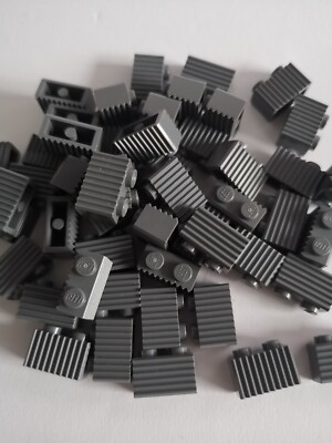 Lego  100 Stück 1x2 Profil Riffelstein dunkelgrau  2877 dark bluish gray Neu