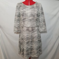Size M Max Studio Black White Tweed Knit Fit & Flare Dress Business Work Attire