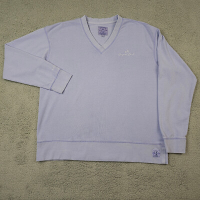 Cuffys Cape Cod Sweatshirt Womens XL Purple Ocean Washed Terry V Neck Pullover