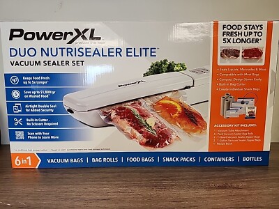 PowerXL Duo NutriSealer Elite 6-in-1 Vacuum Sealer Machine Set - White