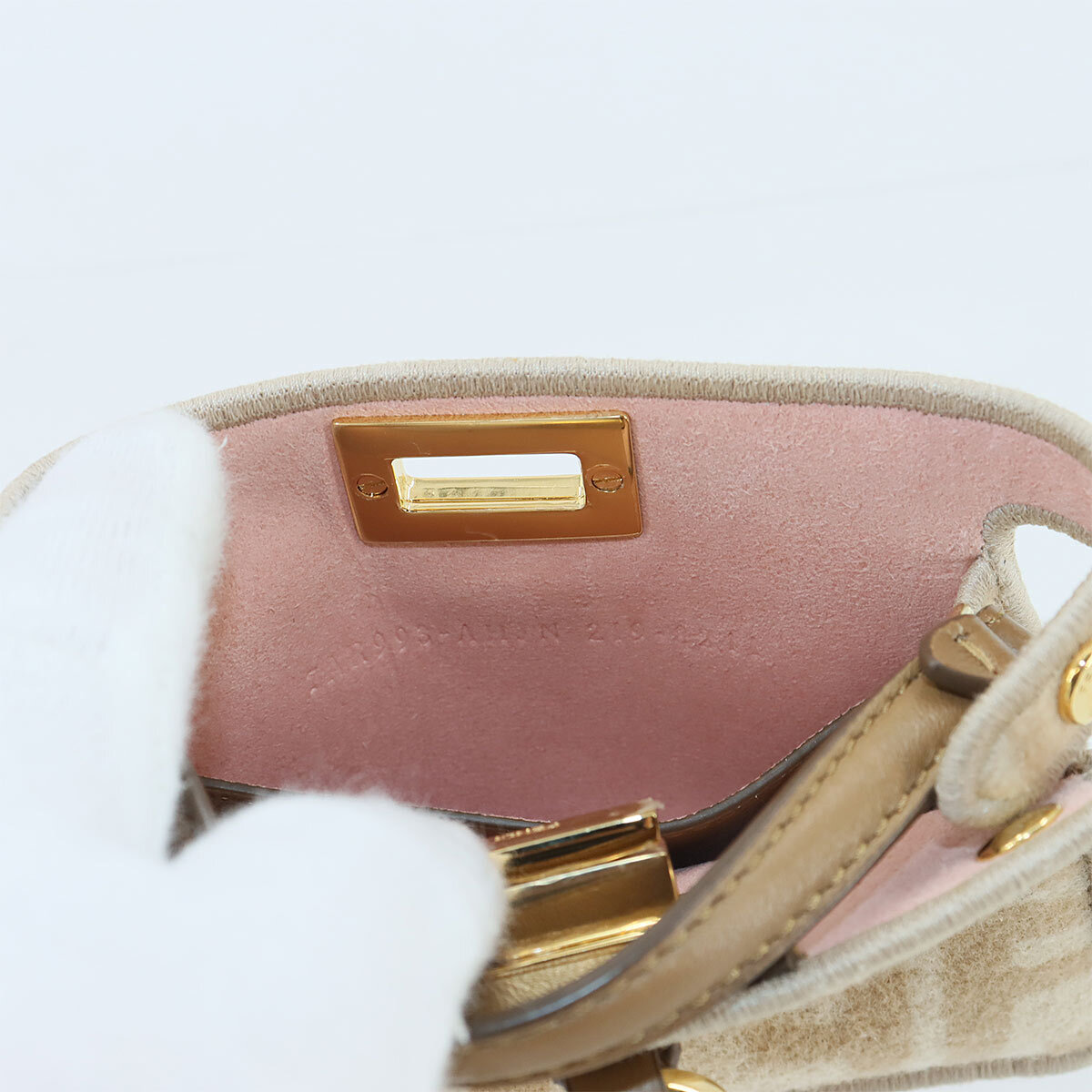 FENDI Nano Peekaboo Hand Chain Shoulder Bag Wool Leather FENDI Nano Peekaboo Hand Chain Shoulder Bag Wool Leather