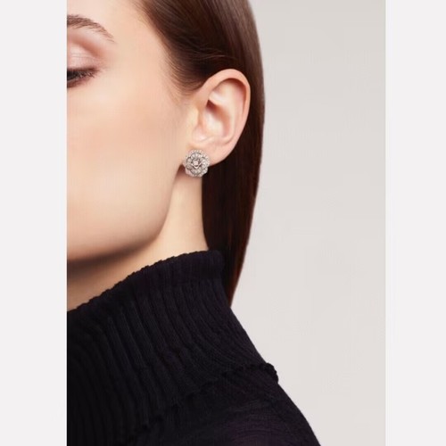 2023 New Arrival Women Girls Camellia Flower Crystal Stud Earrings Jewelry Gift - Picture 2 of 11