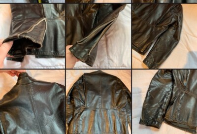 Vintage 60s SEARS Oakbrook Sportswear BLACK Leather Motorcycle