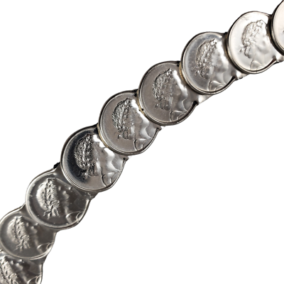 silver CONCHO BELT, coins with a woman\'s head in profile. VTG OSFM EUC VTG Silver-Tone Metal Concho Coin Belt Womens OS Medallion  main image 2
