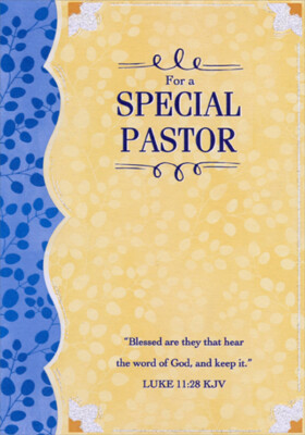 Blessed Are They Blue Yellow Branches Leaves Religious Pastor Birthday Card