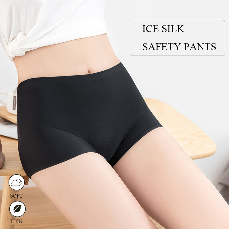 Women's Ice Silk Seamless Safety Shorts Boxer Briefs Plus Size Underwear