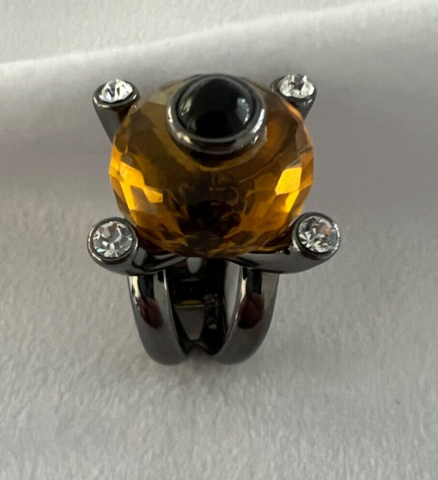 IMAN Global Chic Statement Ring Size 7 Citrine Be… - image 7
