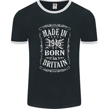 Born In Britain 79th Birthday Made 1946 Mens Ringer T-Shirt FotL