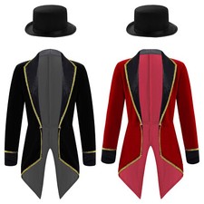 Kids Tailcoat Performing Tuxedo Victorian Coat Party Jacket Rave Long Sleeve