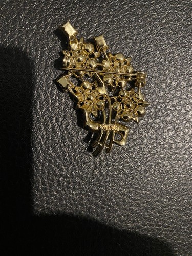 USNE Vintage Green Rhingstone Lisner Jewelry Brooch - Picture 10 of 12