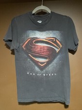 Superman Man Of Steel Movie Promo Black Short Sleeve T-Shirt Men's Small