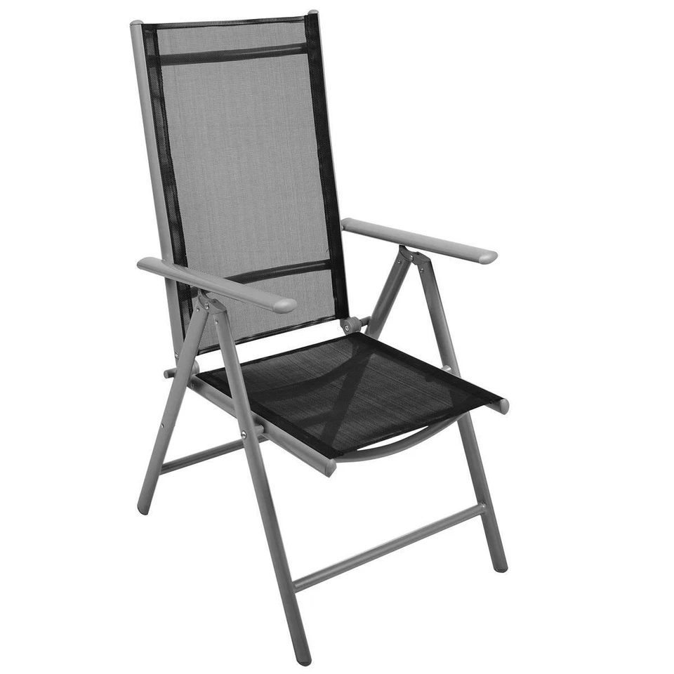 3er Sitzgruppe 2 Klappstühle schwarz + 1 Garten Klapptisch Glastisch Bistroset - Bild 4 von 4