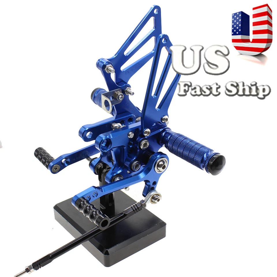 Pedais traseiros EUA Foot Pegs ajuste SUZUKI GSXR1000 2000 2001 2002 2003 2004 azul - Imagem 4 de 4