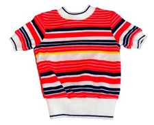 Vintage Unisex Bull Frog Knits Striped Short Sleeve Sweater 4T