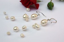 E062 véritable perles d'eau douce bijoux Boucles d'oreilles boucle d'oreille