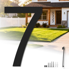 16 Inch Extra Large House Numbers for Outside, Black Metal Garage Door Number, O