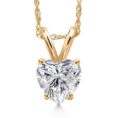 Gemstone Birthstone Pendant Necklace in 10K Yellow Gold | Heart Shape 5MM |