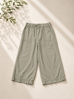 TS by Thread & Supply Olive Pull-On Wide-Leg Cropped Pants Size Large 32x22