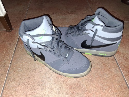 Tenis Nike prestige IV high Basket gris, gris claro, verde y negro numero 12
