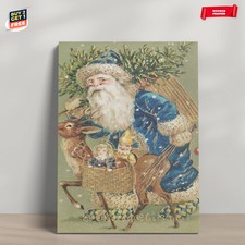 1900 Merry Christmas Santa Poster Reproduction Canvas Print Poster Home Decor